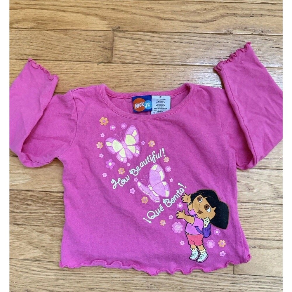Dora the Explorer Toddler Top 3T Nick Jr Pink Y2K 2005 Long Sleeve